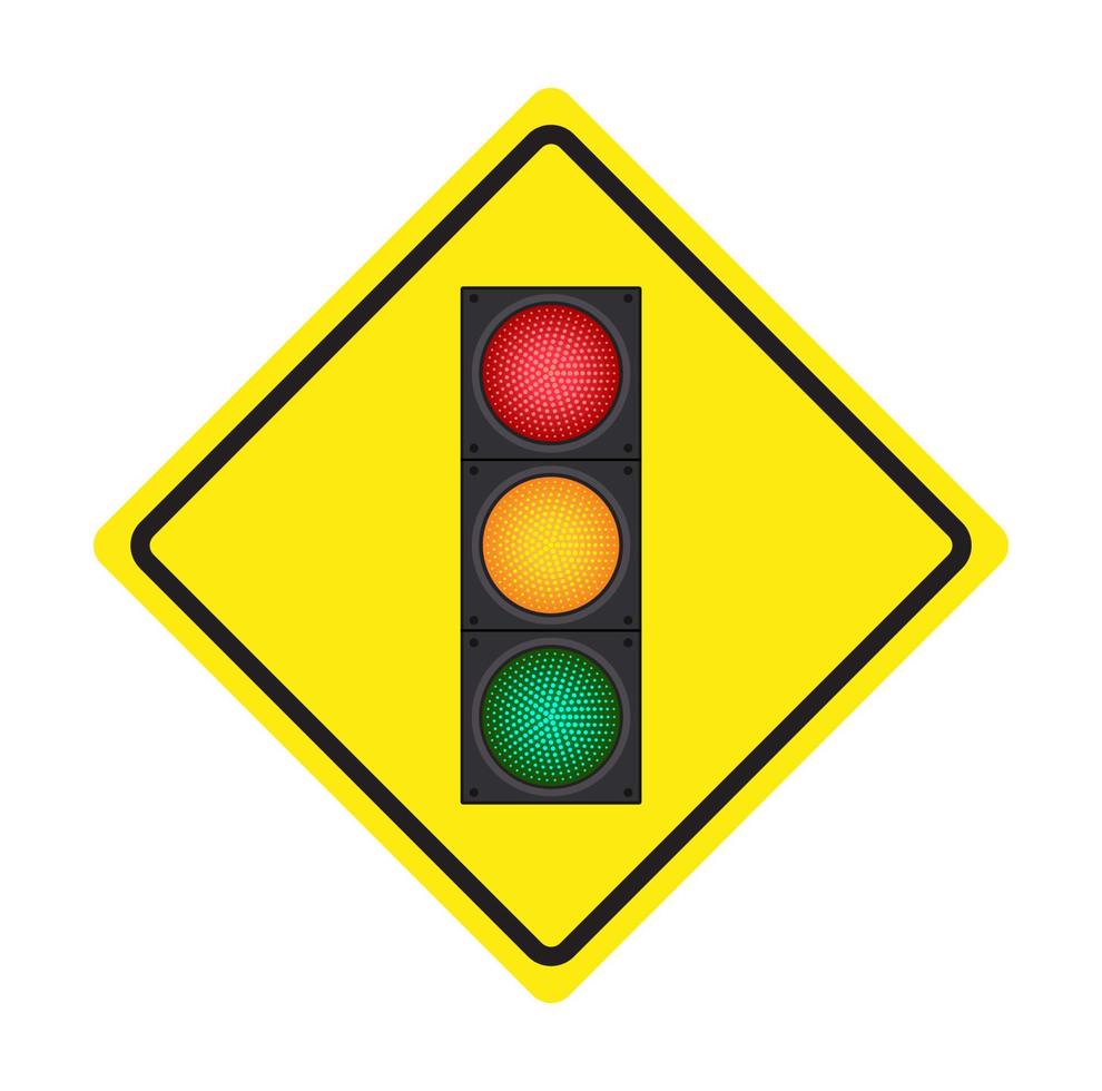 Icons depicting typical horizontal traffic signals with red light above green and yellow in between isolated vector illustration