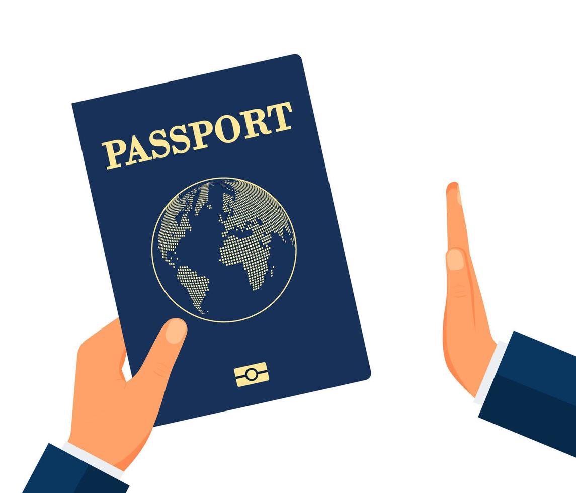 border control. Passport control. Prohibition to travel to another country. Vector illustration.