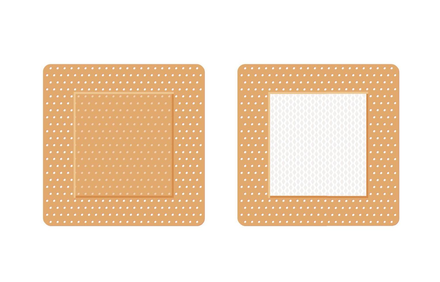 Medical plaster. Medical plasters isolated on white background, wound plasterer or bandaged patch, vector adhesive health care object