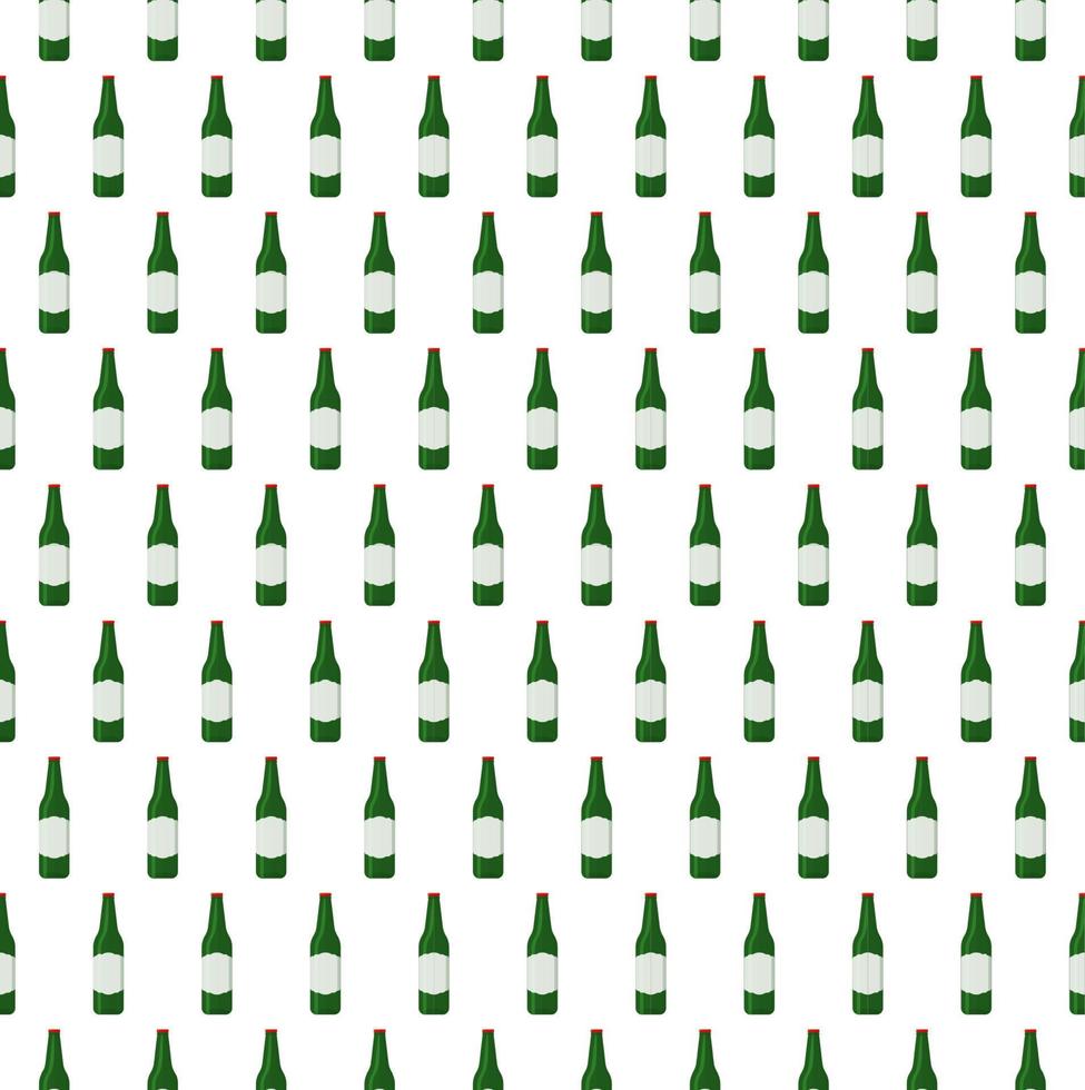 Seamless pattern beer bottles with label and glass beer mug bottles with different types of beer alcohol drink vector illustration on white background