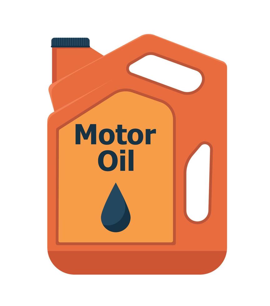 Plastic canister of motor, engine oil. Vector illustration, flat style.
