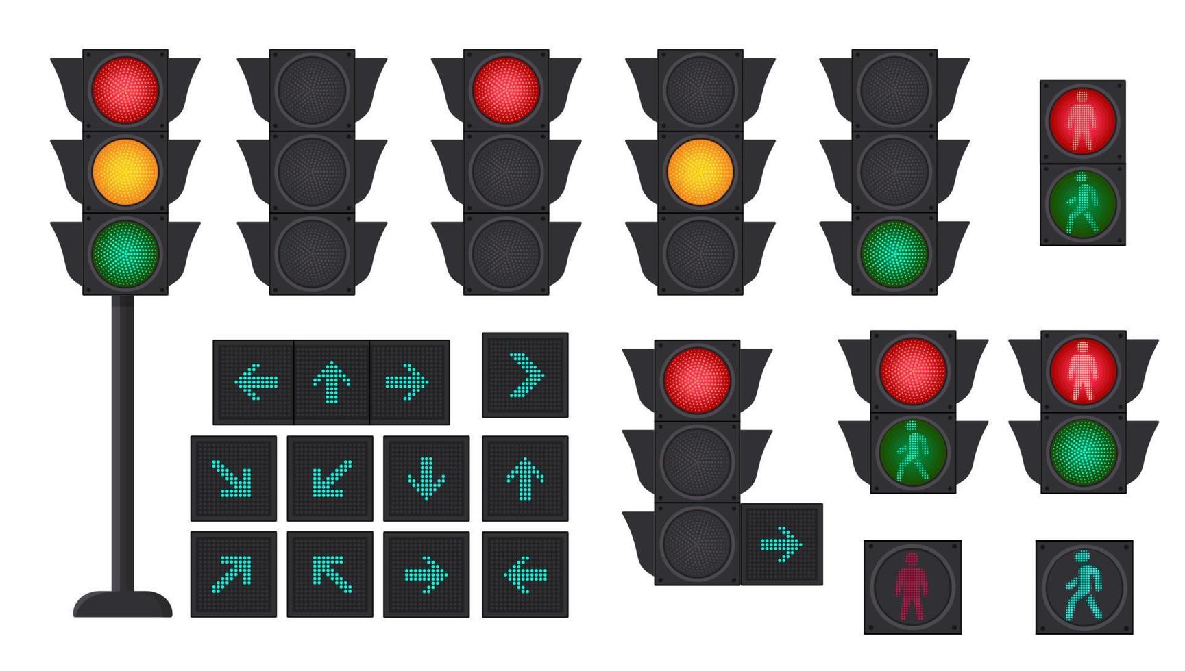 concepto de tráfico con semáforos y señales de tráfico. ilustración vectorial vector