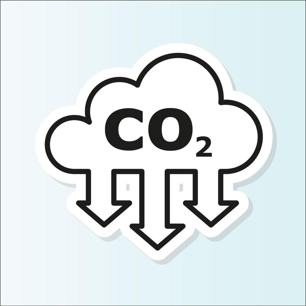 pegatina co2 icono o logotipo de las emisiones de dióxido de carbono. emisiones de CO2. vector sobre fondo blanco aislado.