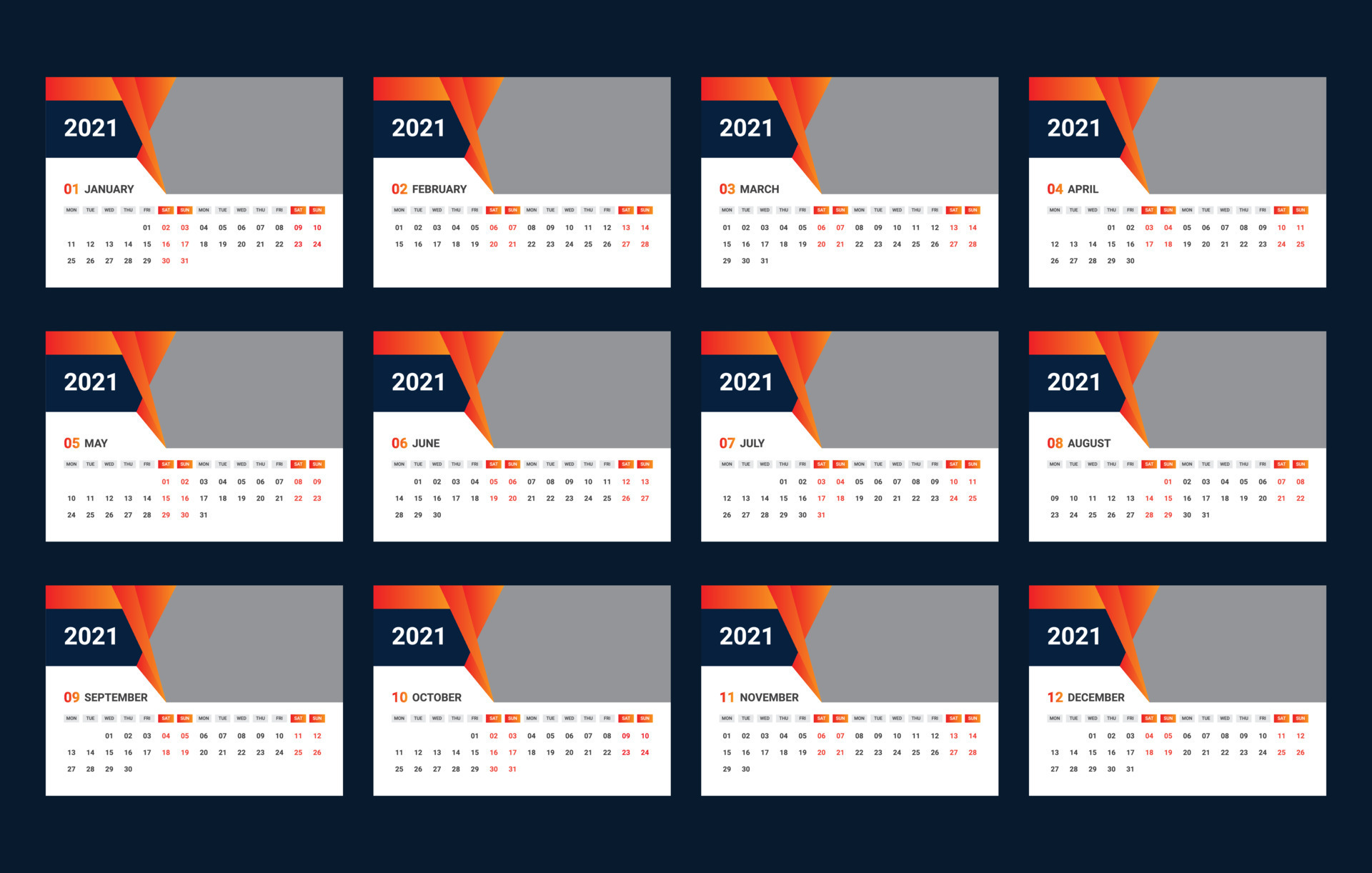 Desk Calendar 2021 Template 14003449 Vector Art at Vecteezy