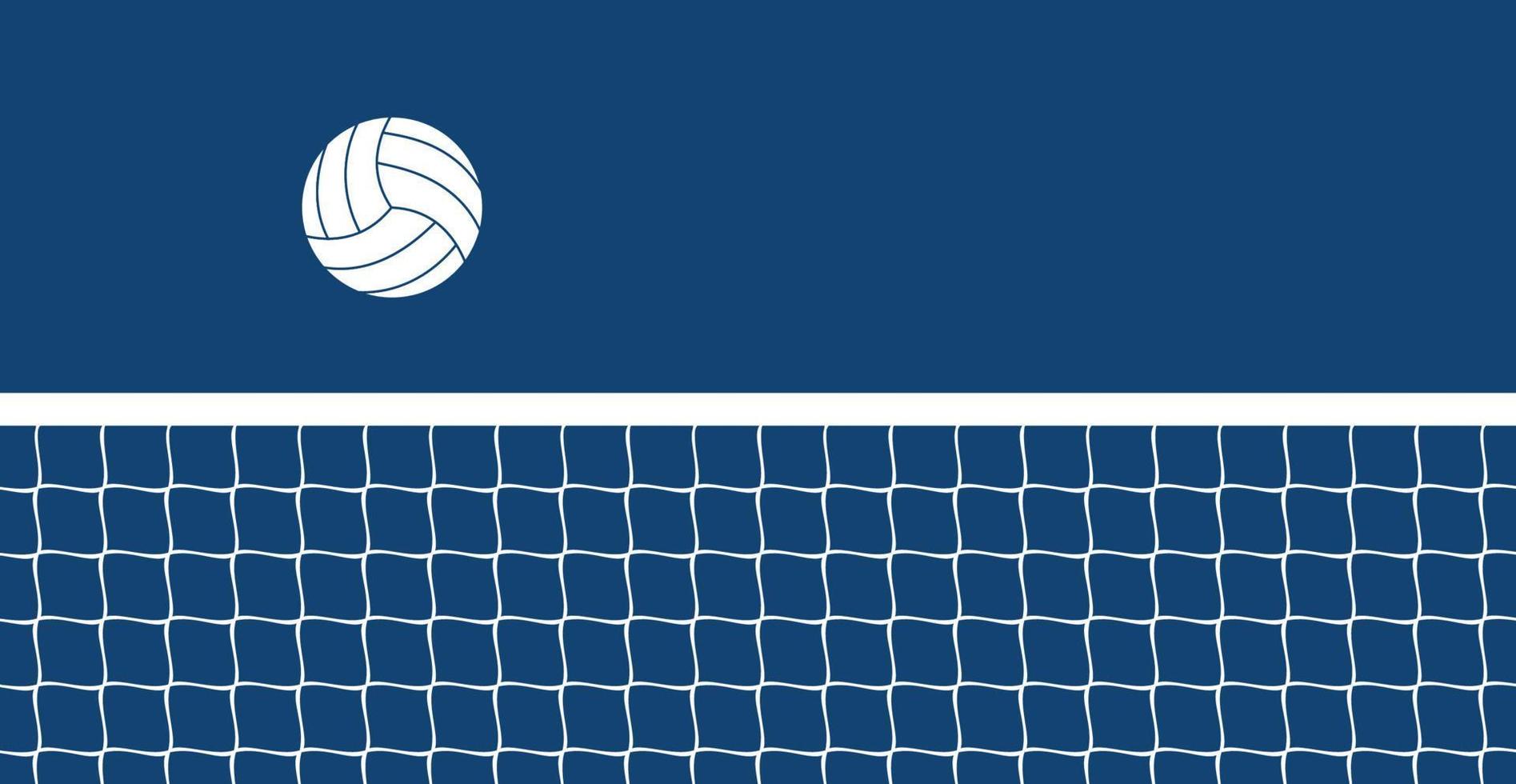 Volleyball court and net visible, volleyball ball flying in the air. Vector flat style illustration.