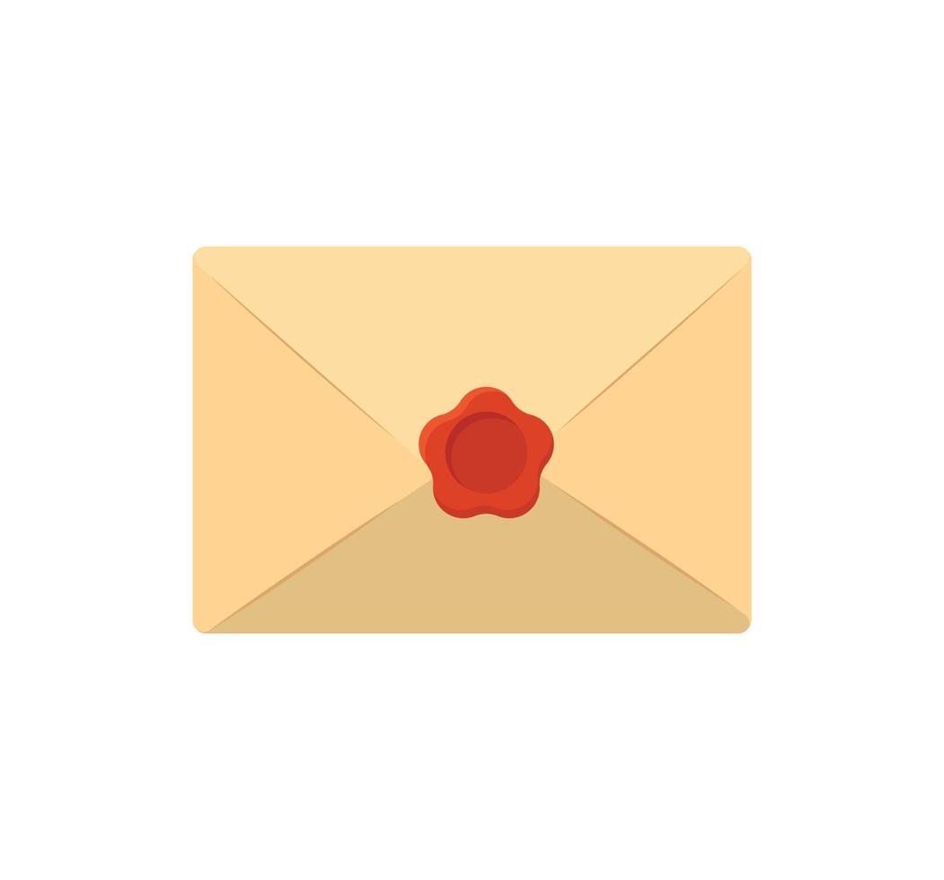 Envelope with red wax seal. Vector illustration.