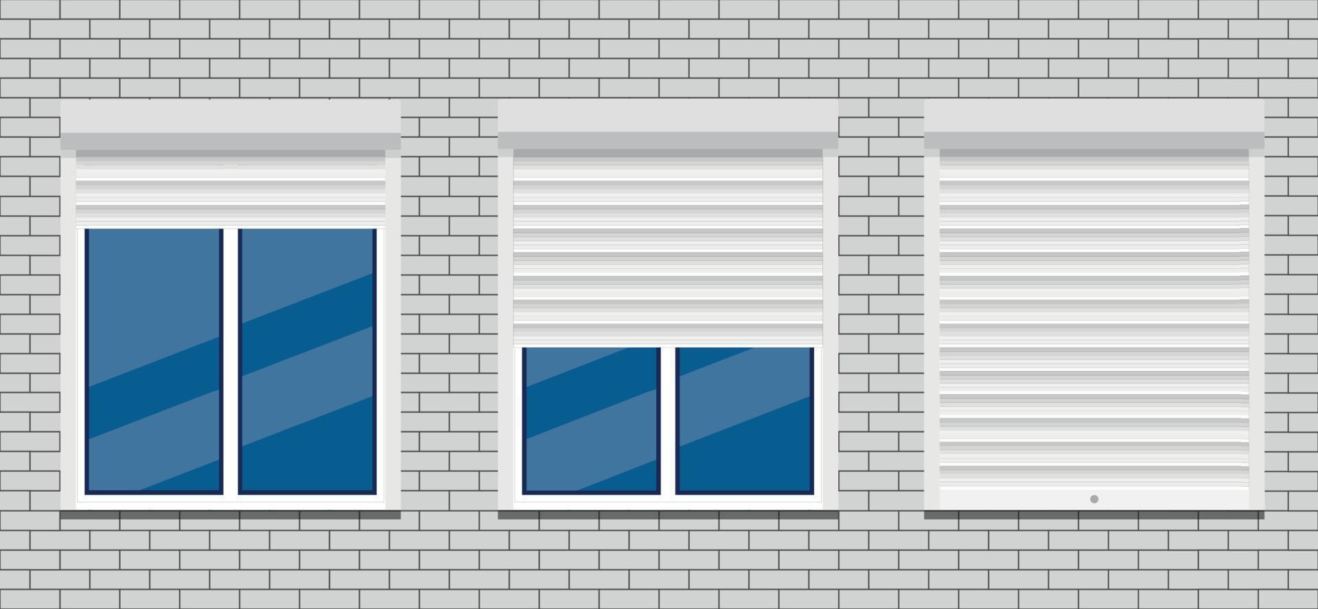 ventana con persianas enrollables diseño plano vectorial. vector