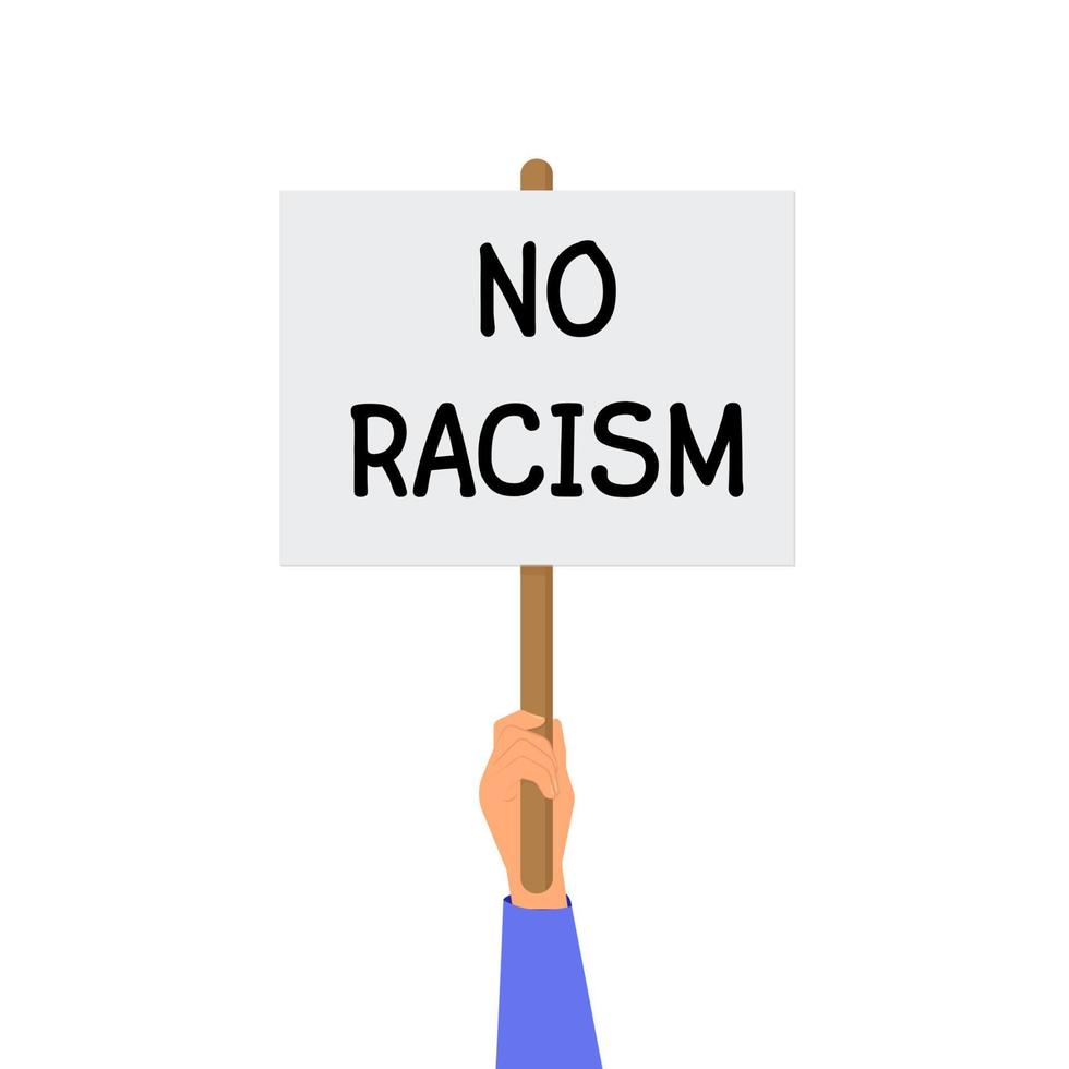 stop racism icon. Motivational poster against racism and discrimination. Vector Illustration