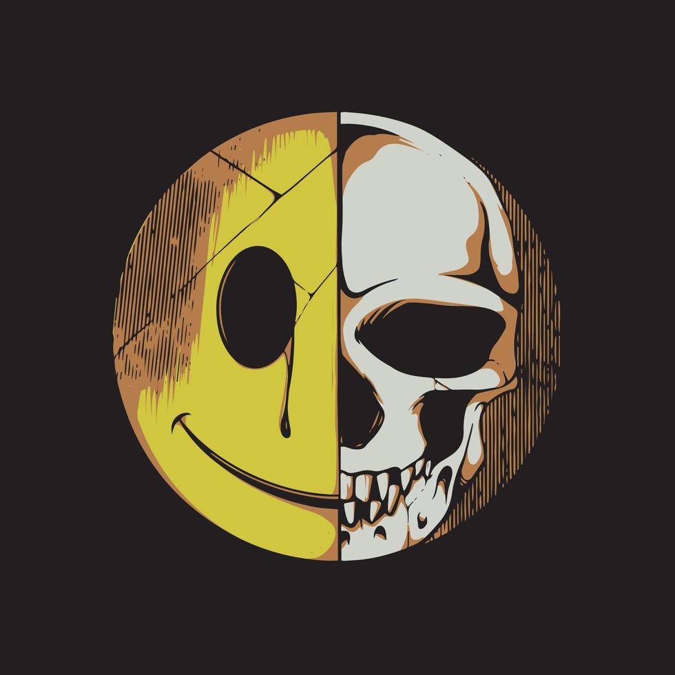 skull fake smile pop art t shirt and sticker design vector