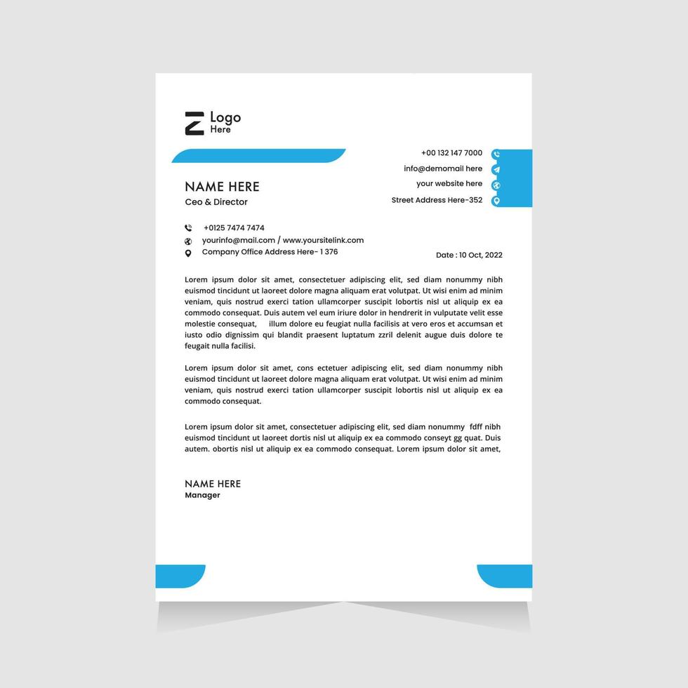 Professional Creative Corporate Clean Business letterhead Template vector