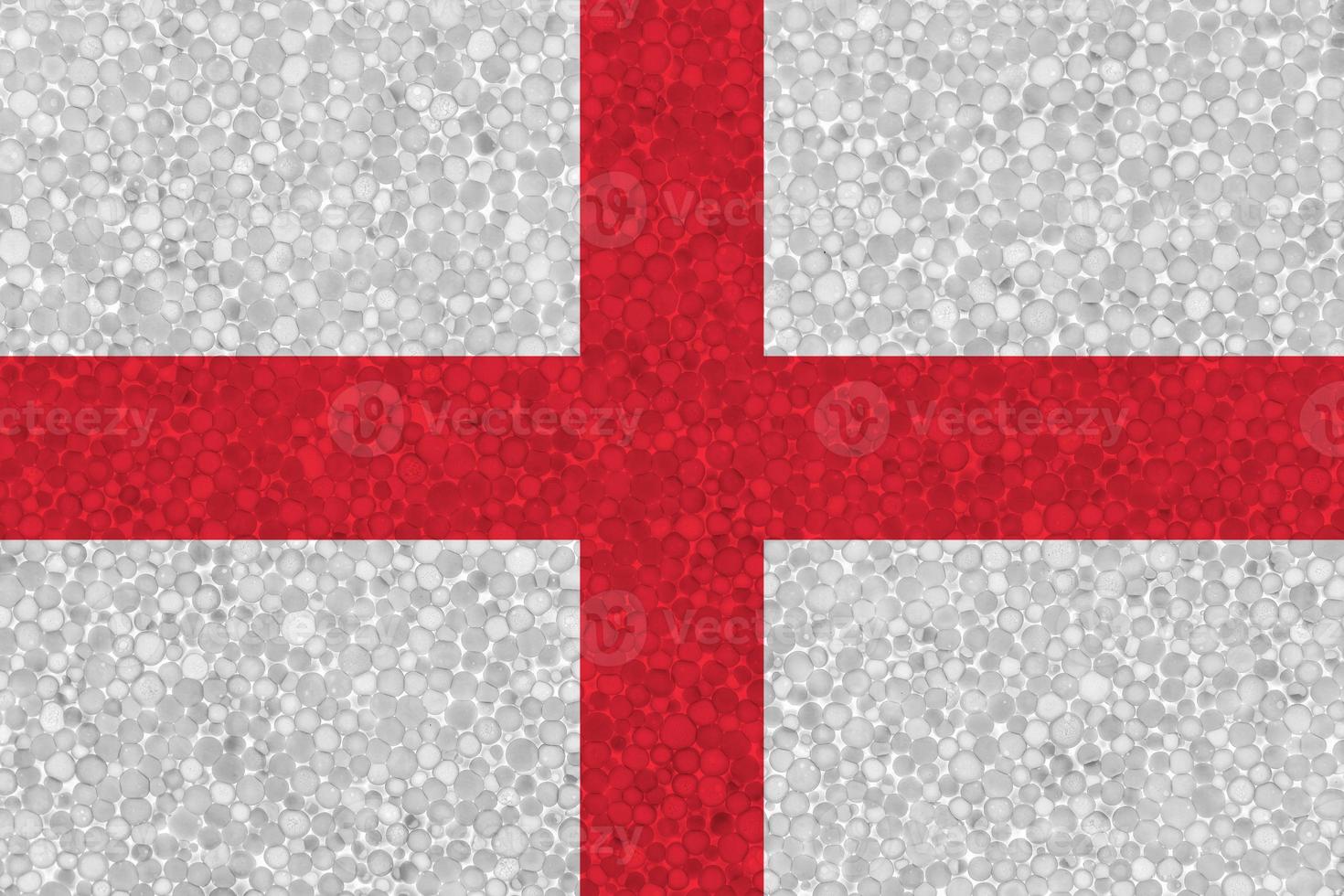 bandera de inglaterra en textura de espuma de poliestireno foto