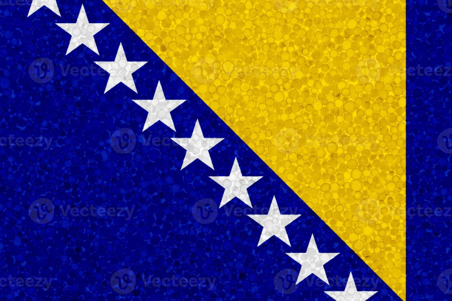 Flag of Bosnia and Herzegovina on styrofoam texture photo