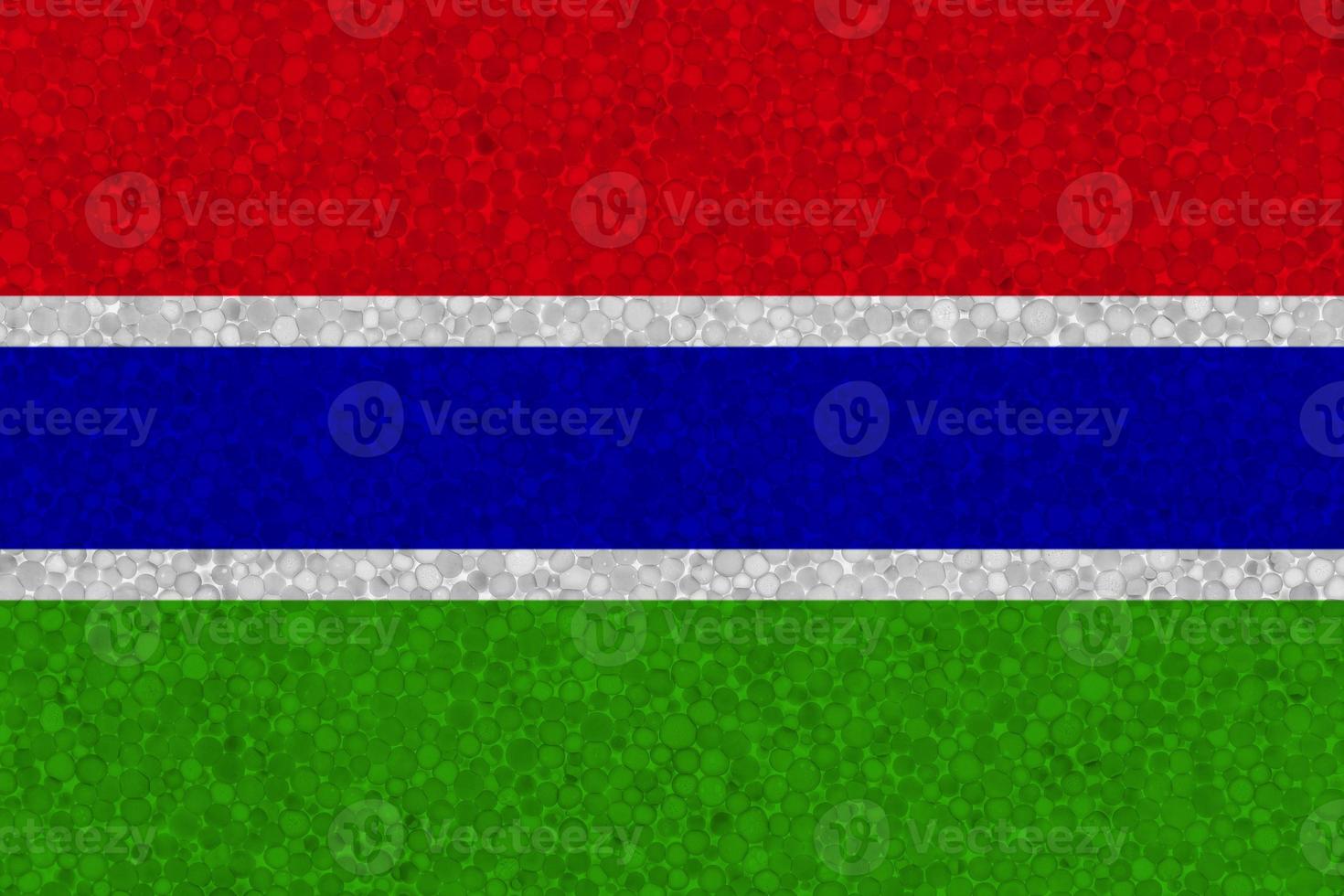 Flag of Gambia on styrofoam texture photo