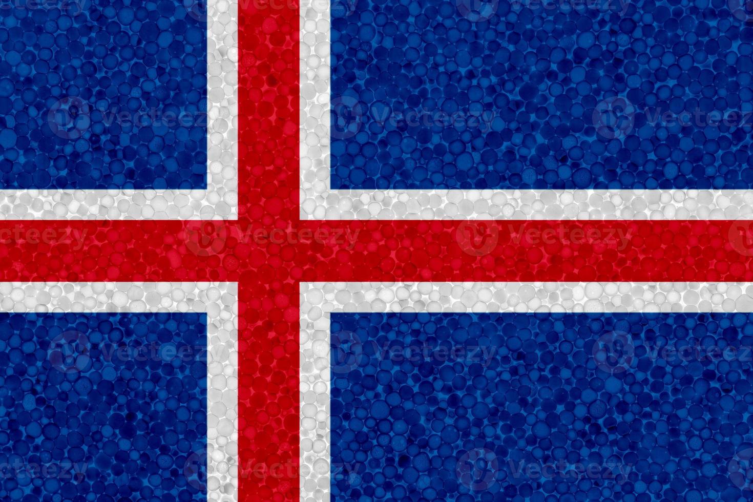 bandera de islandia en textura de espuma de poliestireno foto