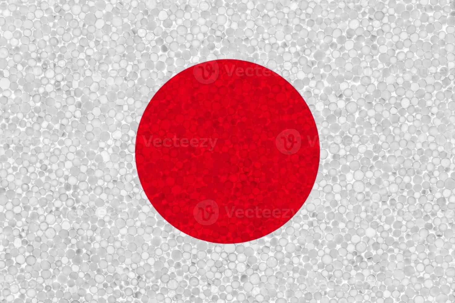 Flag of Japan on styrofoam texture photo