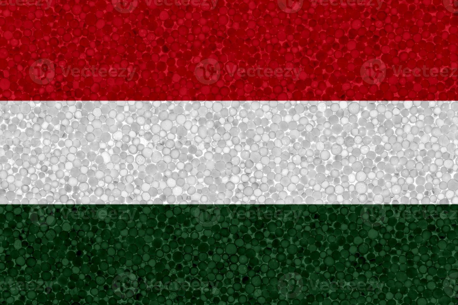 Flag of Hungary on styrofoam texture photo