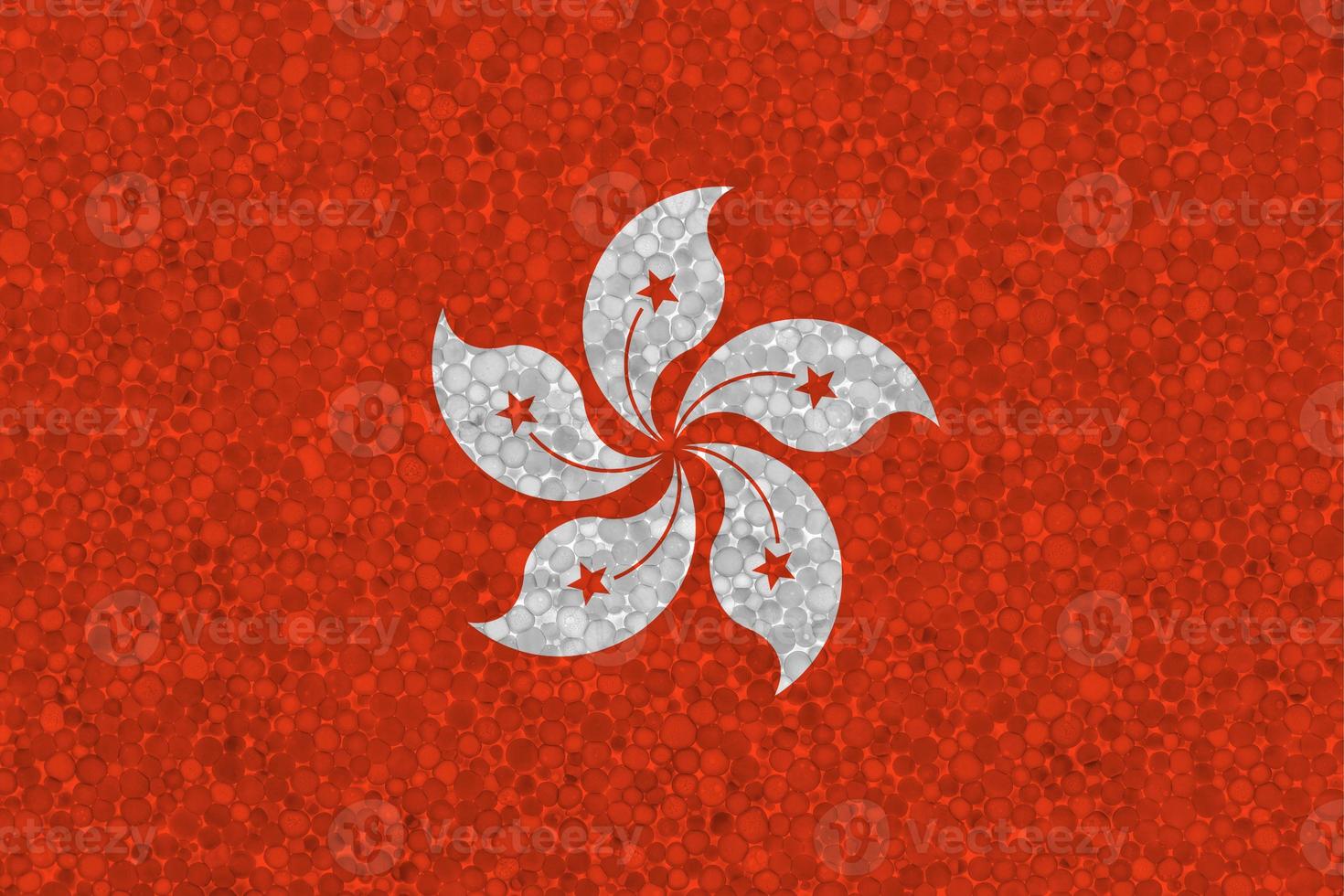 Flag of Hong Kong on styrofoam texture photo