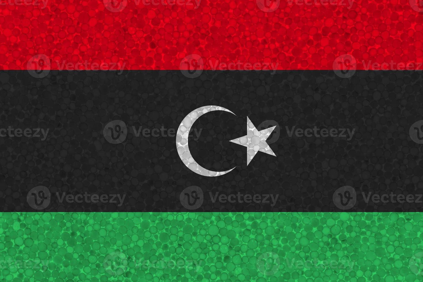 Flag of Libya on styrofoam texture photo