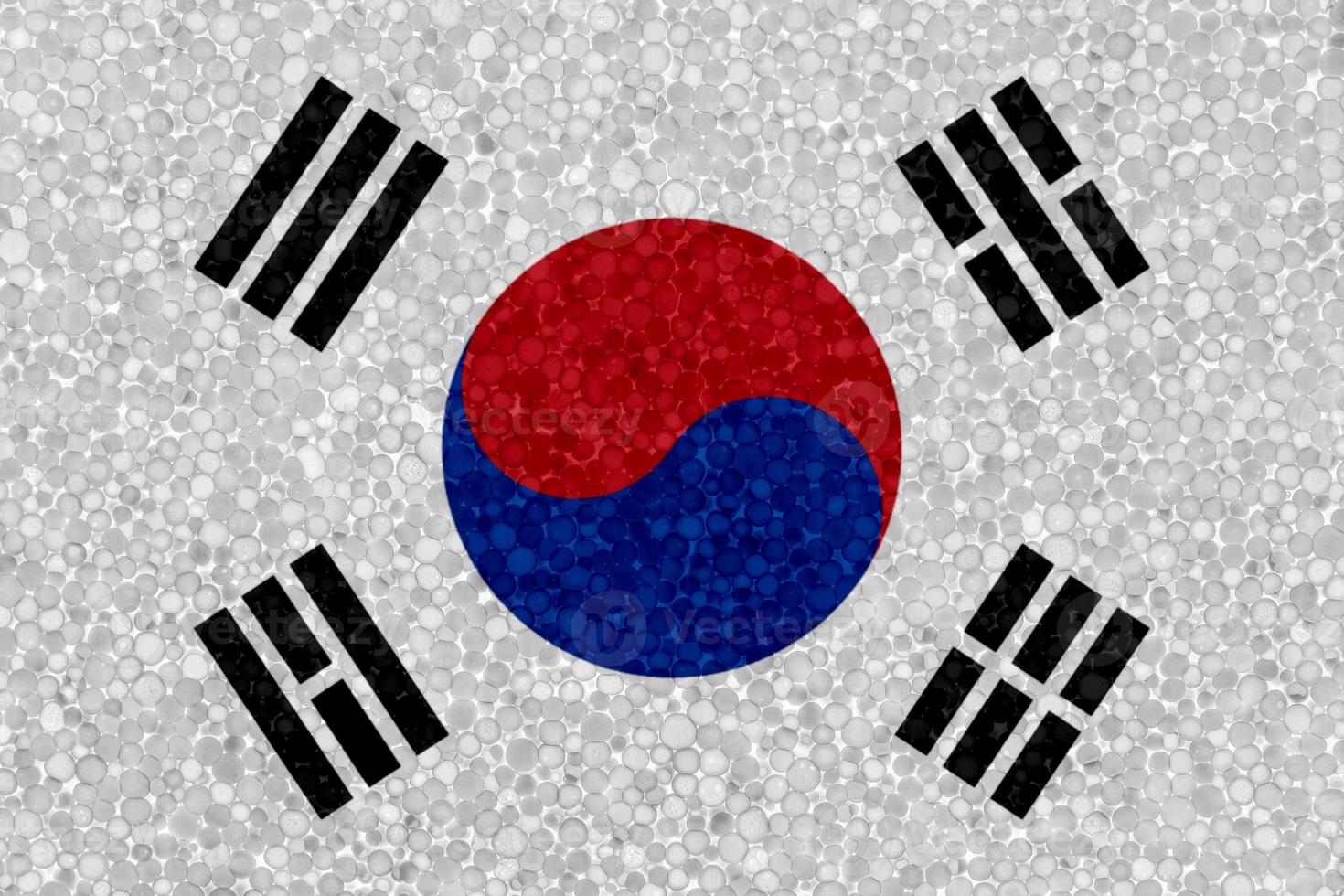 bandera de corea del sur en textura de espuma de poliestireno foto