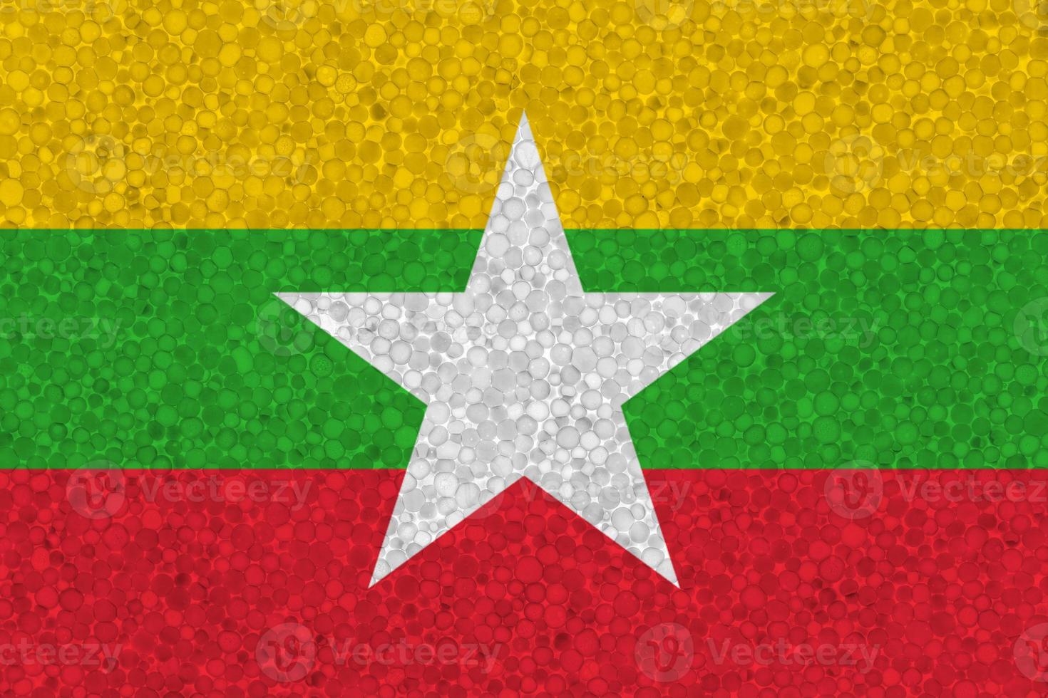 Flag of Myanmar on styrofoam texture photo