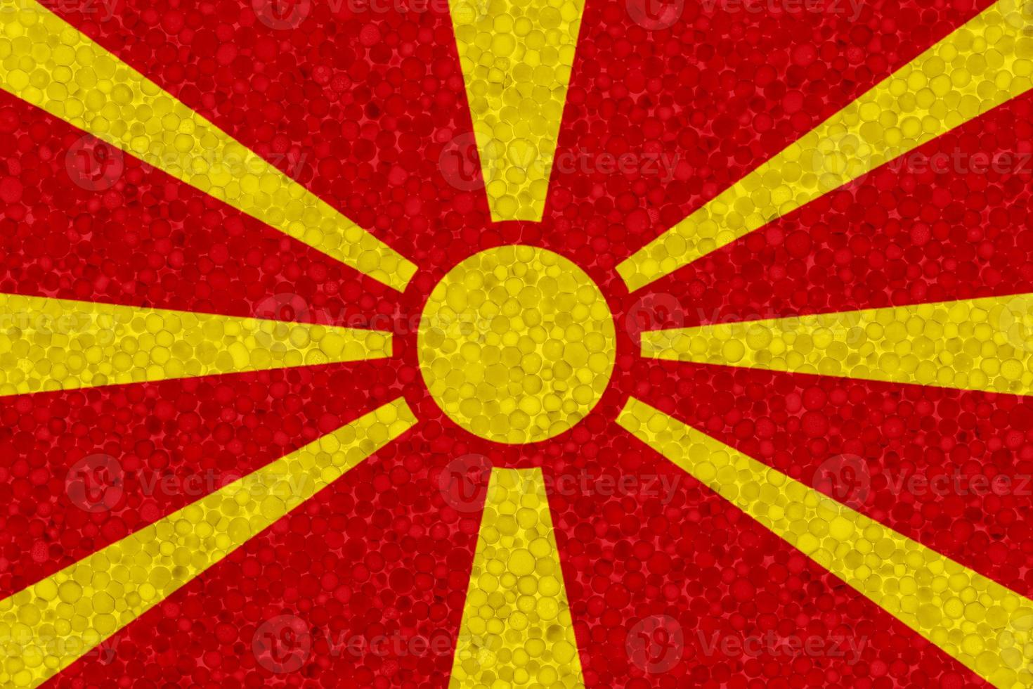 Flag of North Macedonia on styrofoam texture photo