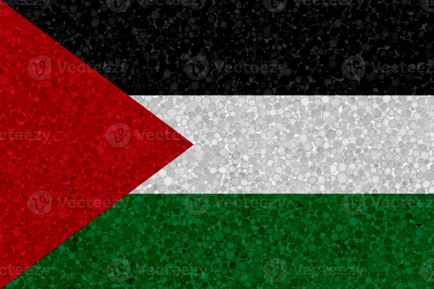 Flag of Palestine on styrofoam texture photo