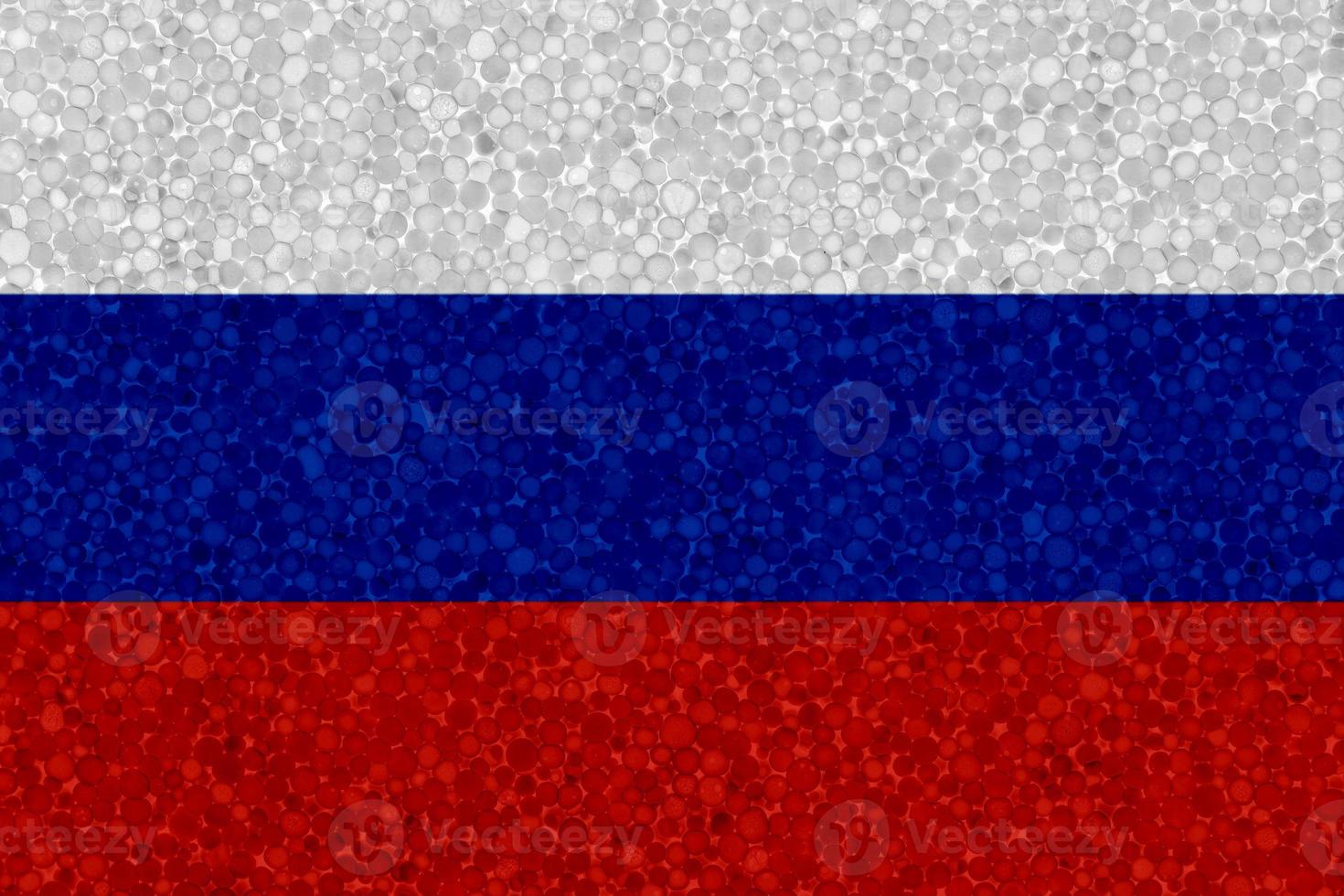 Flag of Russia on styrofoam texture photo