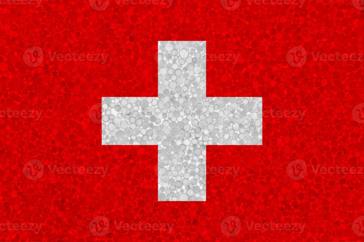 Flag of Switzerland on styrofoam texture photo
