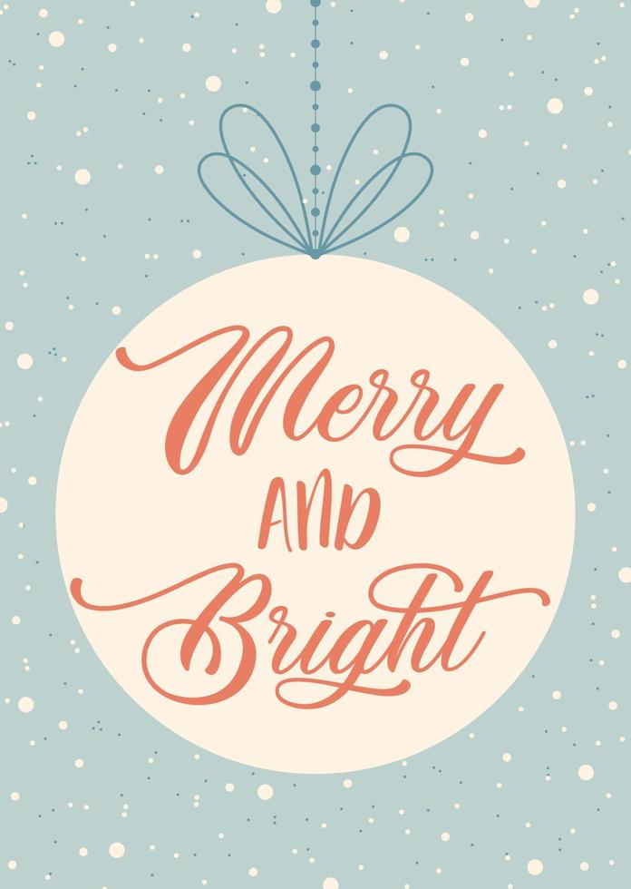 Merry and Bright greeting card vector