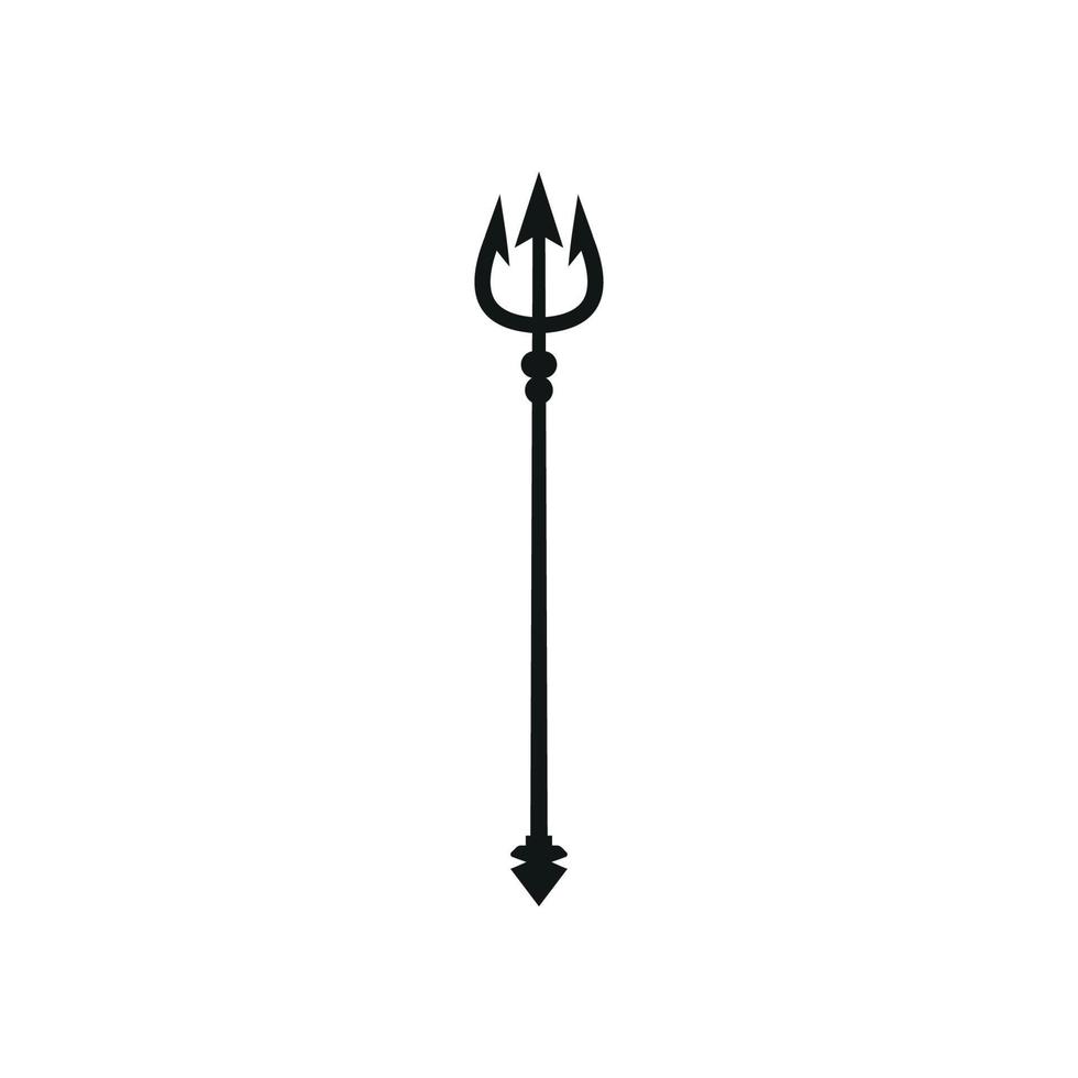 Trident black icon. Neptune sign. Barbados national symbol vector illustration. Isolated on white.