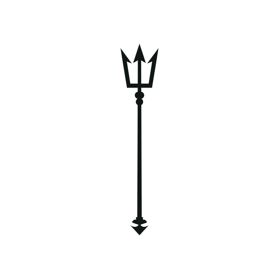 icono negro tridente. signo de neptuno Ilustración de vector de símbolo nacional de barbados. aislado en blanco