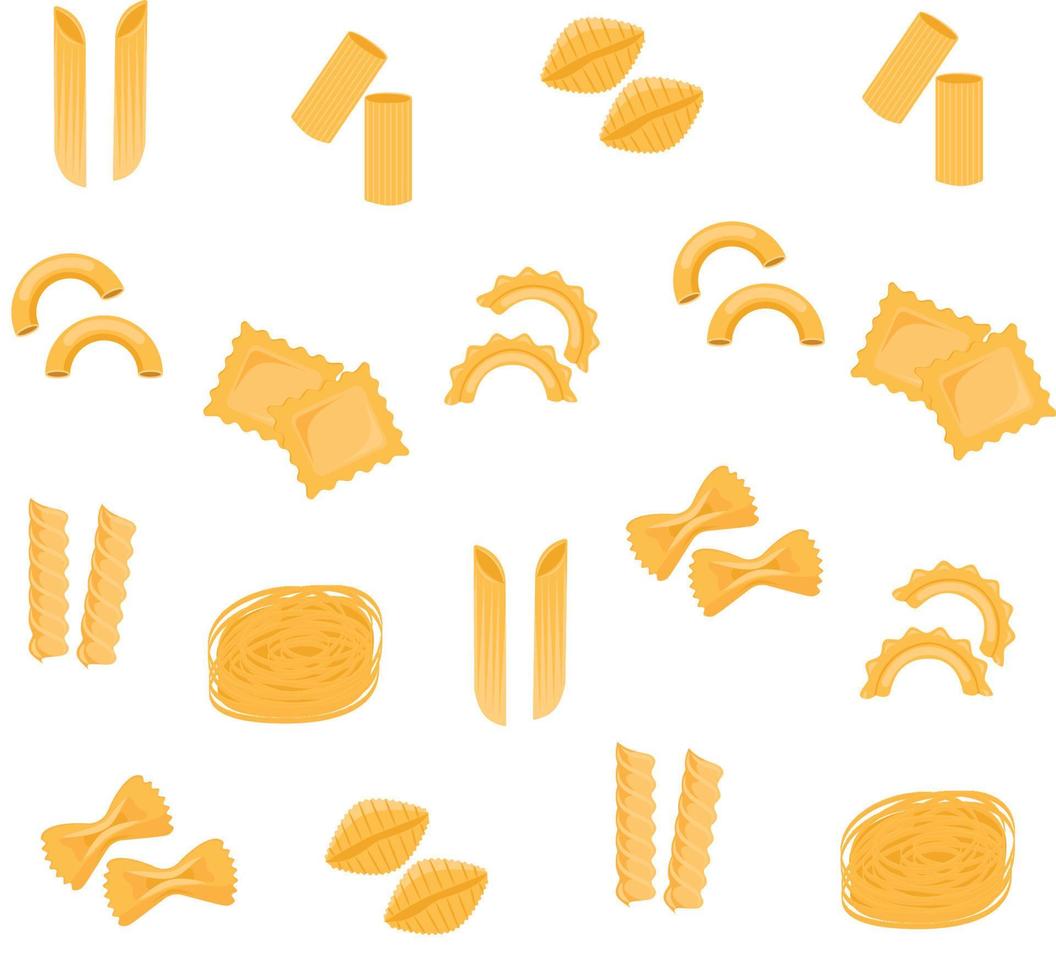 patrón sin costuras de formas tradicionales de pasta. Diferentes tipos de macarrones. ilustración vectorial vector