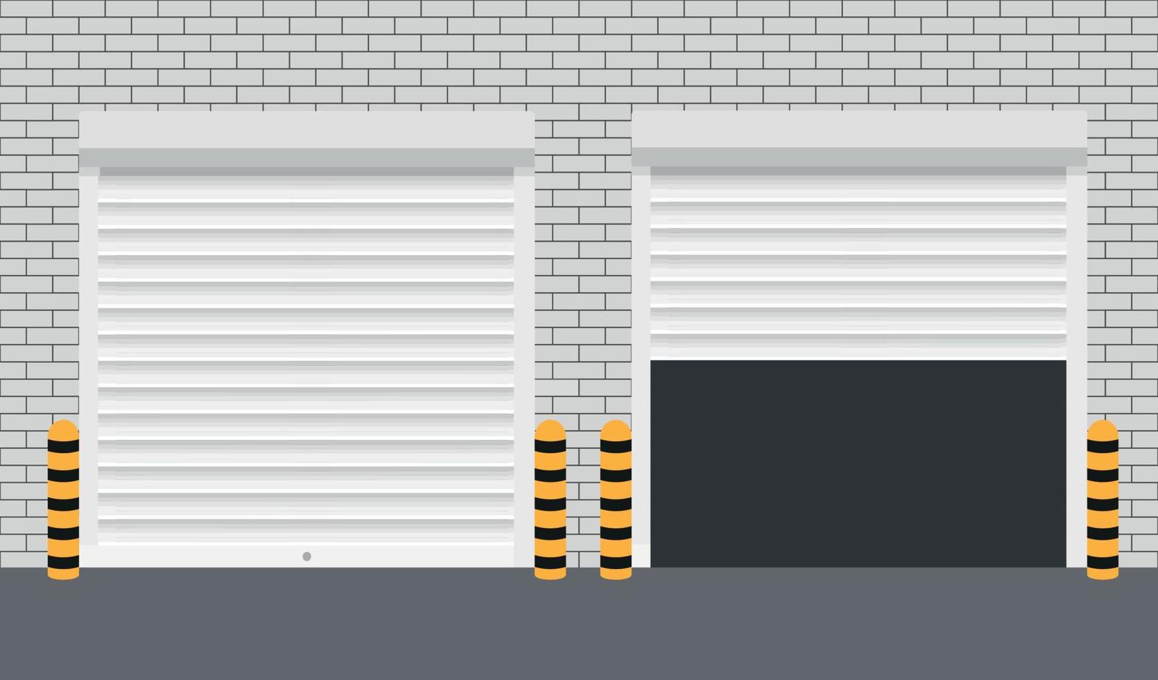 Vector Door with Rolling Shutters on white background. Vector illustration.