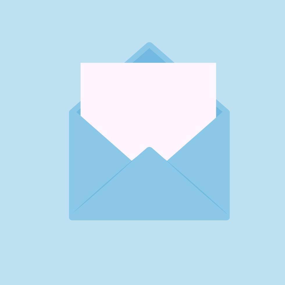 envelope with sheet of empty paper. mail concept. vector illustration in flat style