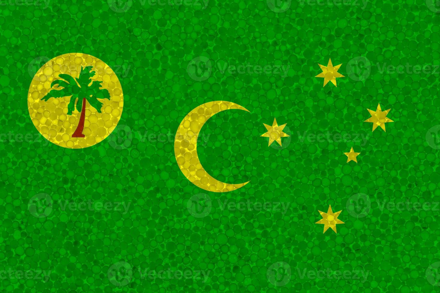 Flag of the Cocos Islands on styrofoam texture photo