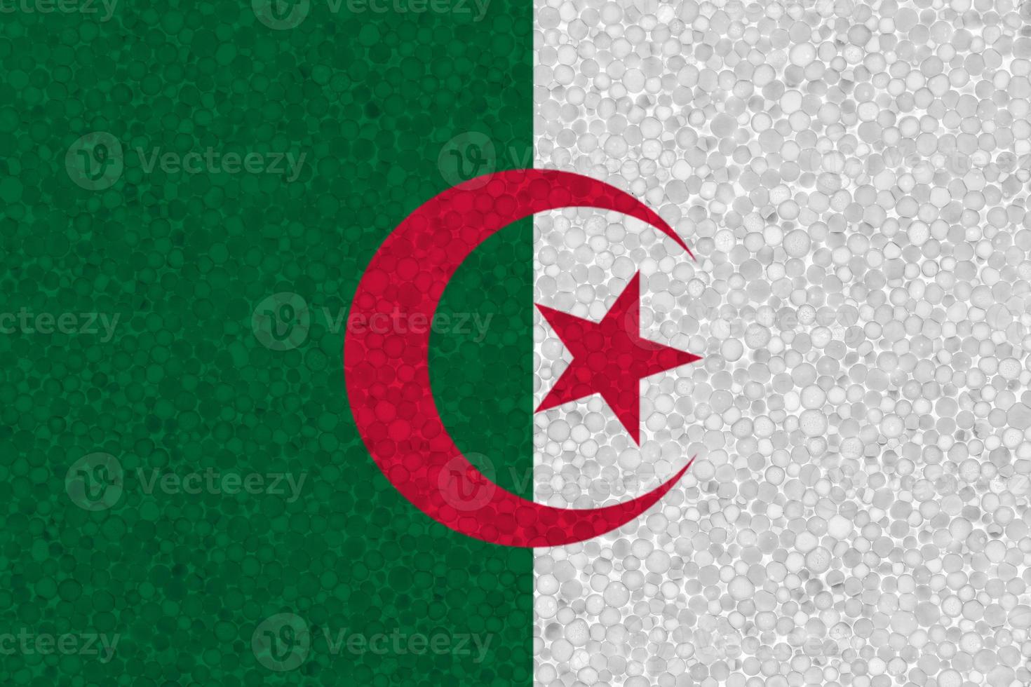 Algeria flag on styrofoam texture photo