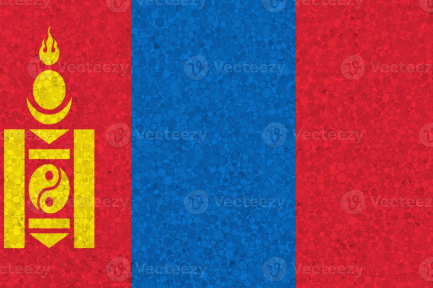 Flag of Mongolia on styrofoam texture photo
