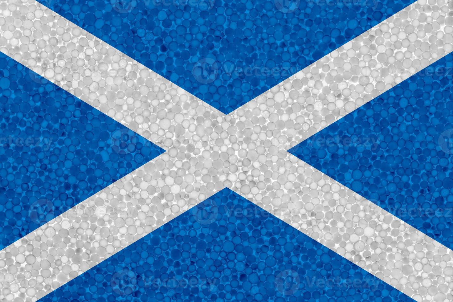 Bandera de Escocia en textura de espuma de poliestireno foto