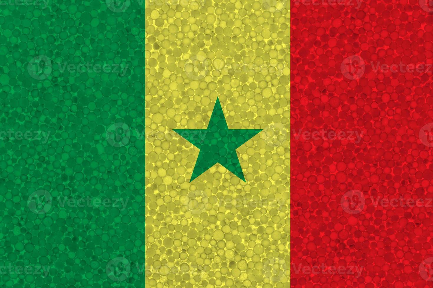 Flag of Senegal on styrofoam texture photo