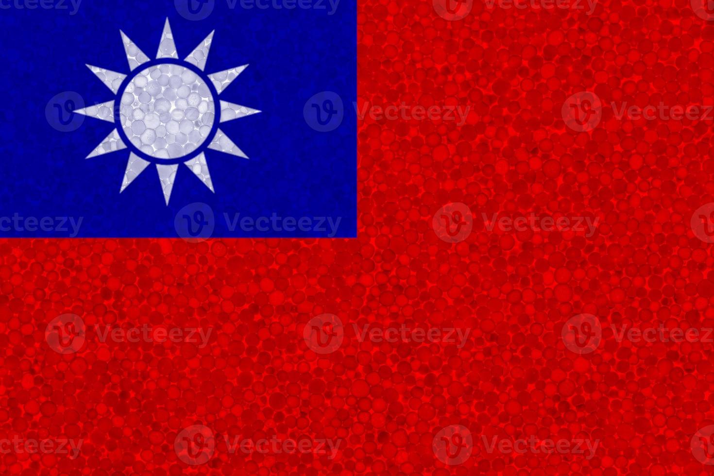 Flag of Taiwan on styrofoam texture photo