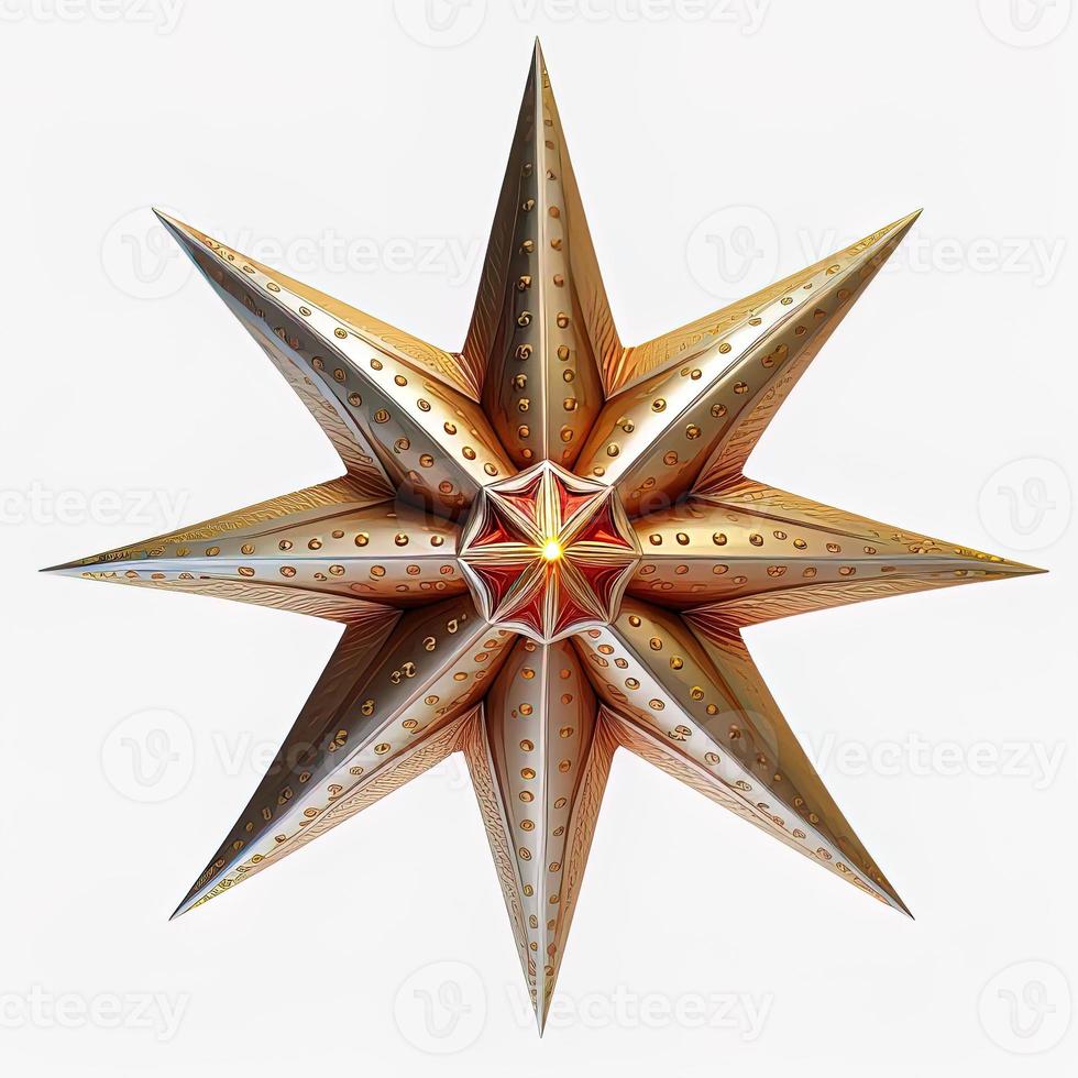 3d christmas star on isolated white background. Holiday, celebration, december, merry christmas photo