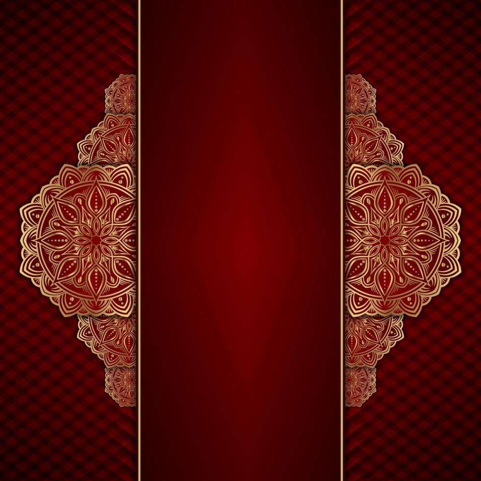 fondo de mandala de lujo diseño de vector rojo y oro