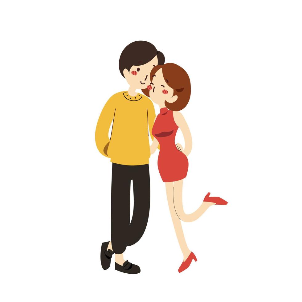 Cute couple feeling in love being together cartoon character flat vector  illustration isolated on white background. Happy Valentin's Day. 14004380  Vector Art at Vecteezy
