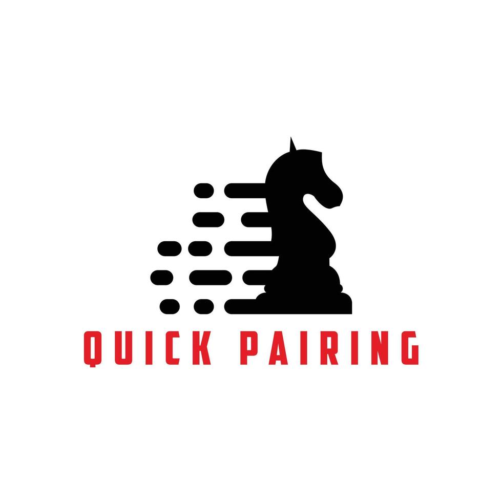 knight horse quick pairing chess game knight logo design vector illustration