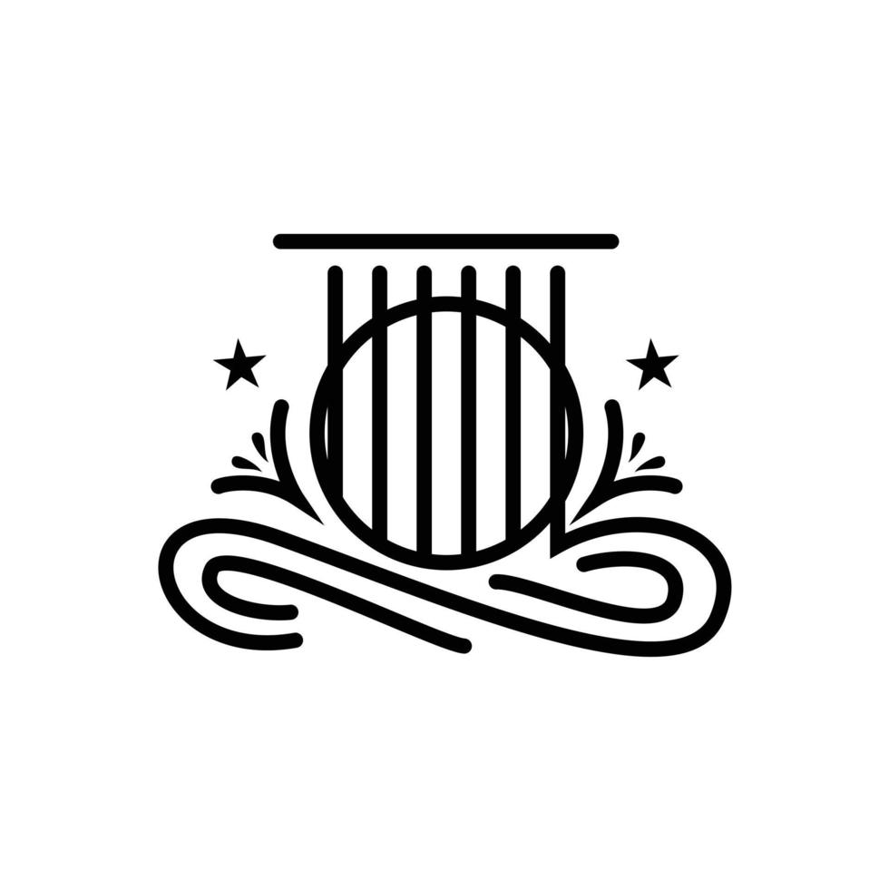 vector de diseño de logotipo de adorno de música de cuerda de guitarra