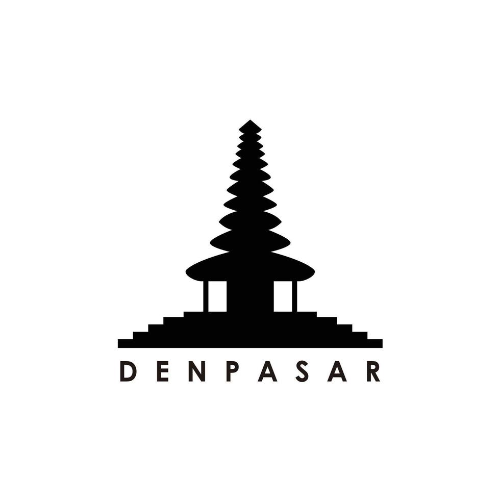 pura ulun danu bratan temple silhouette illustration vector