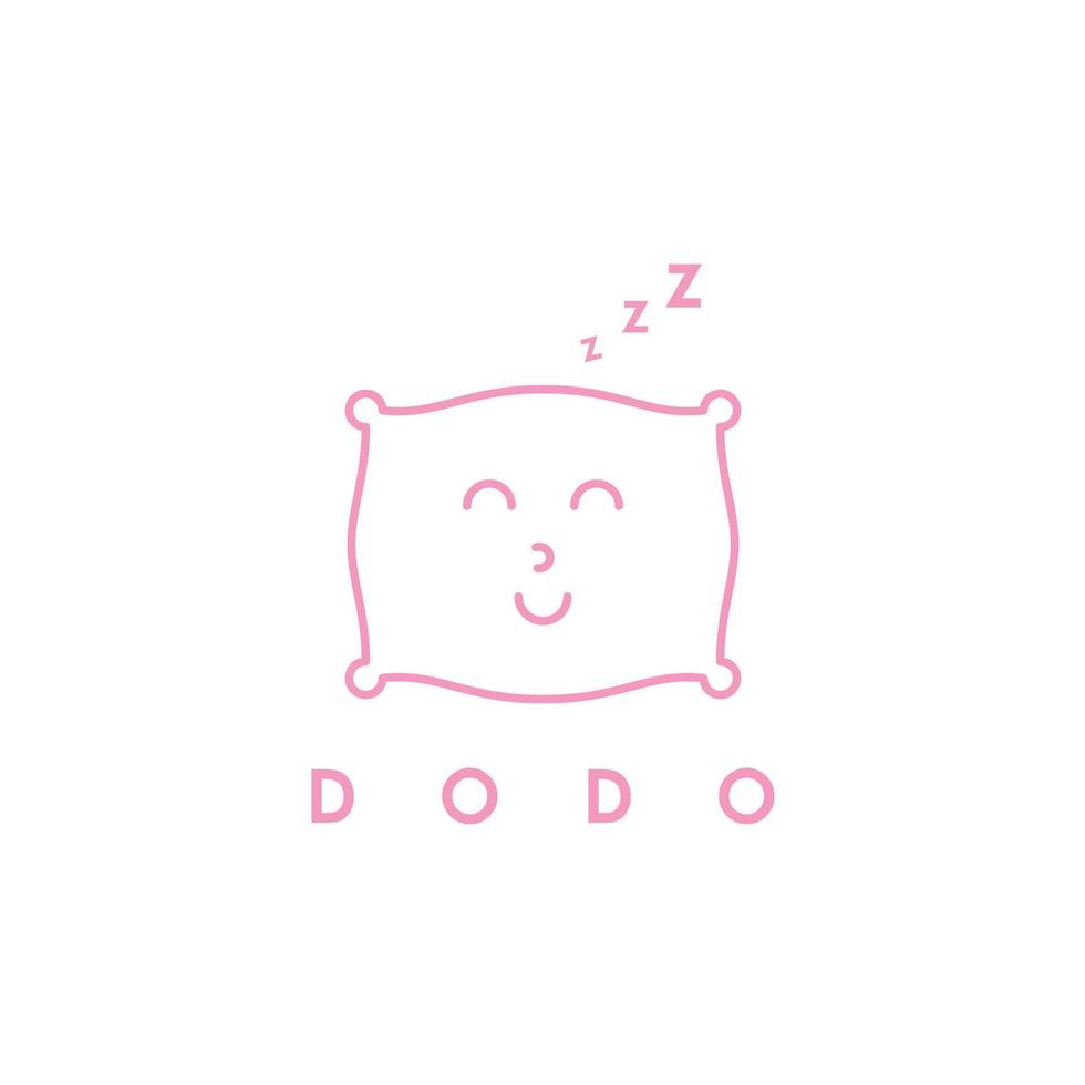 vector de diseño de logotipo de almohada de cara linda