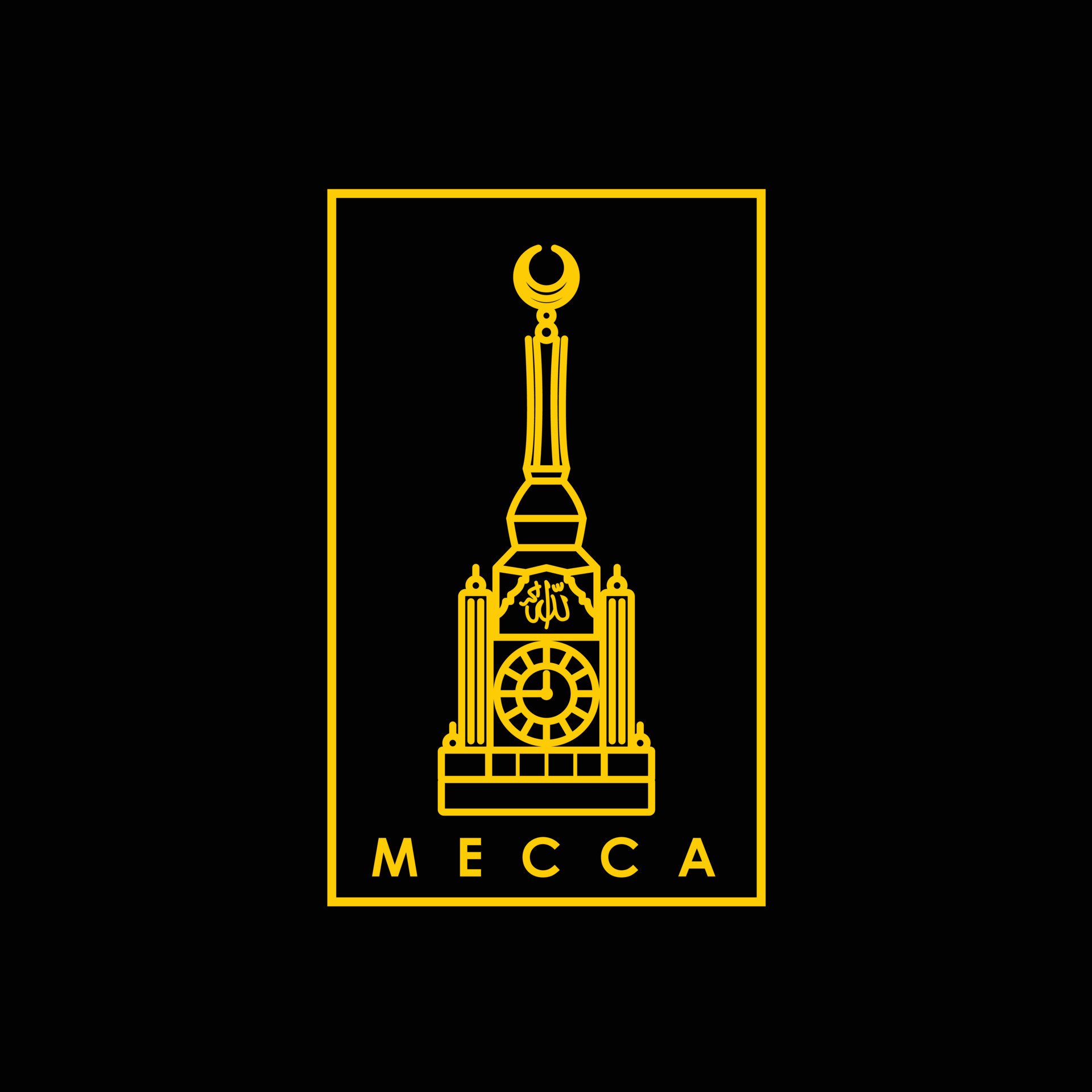 golden Mecca clock tower logo design vector illustration 14004419