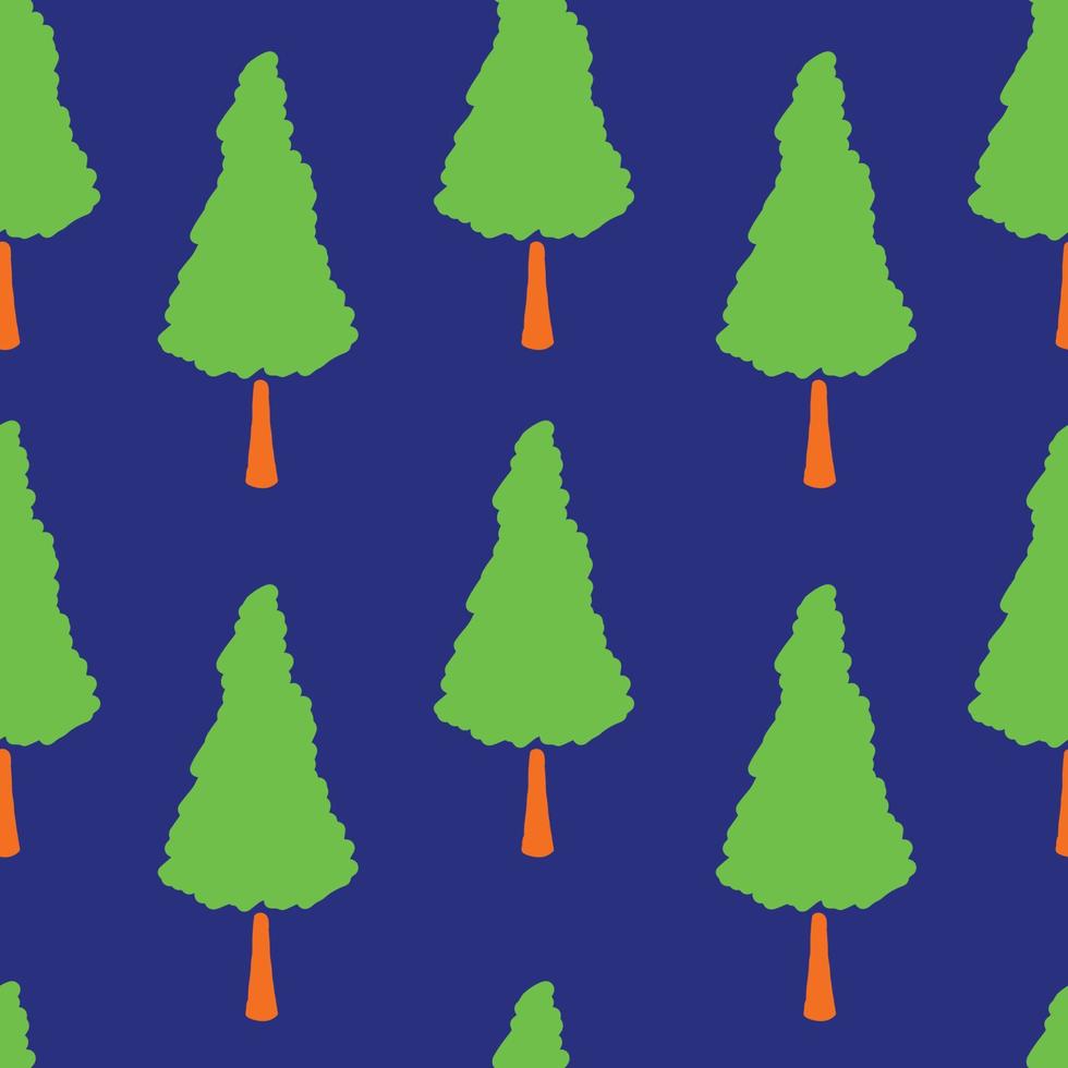 árboles y bosque doodle dibujado a mano sin fisuras de fondo. diseño para textil, envoltura, plantilla vector