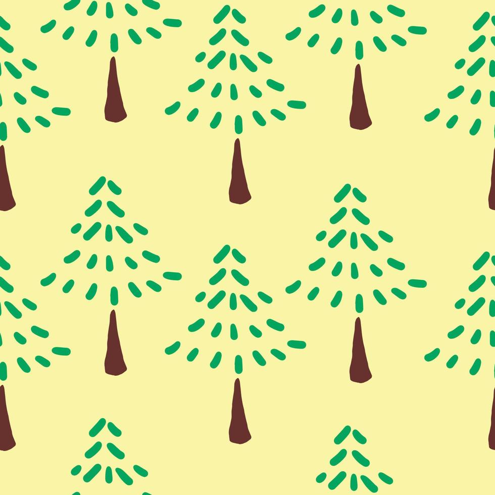 Trees and forest doodle hand-drawn seamless pattern background. Design for textile, wrapping, template vector